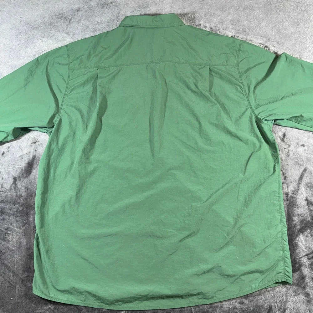The North Face Mens Green Long Sleeve Nylon Hiking Fishing Button Up Shirt XL